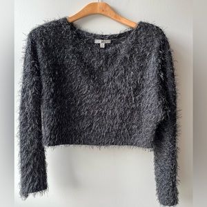 Cropped Long Sleeved Fur Top - Size S